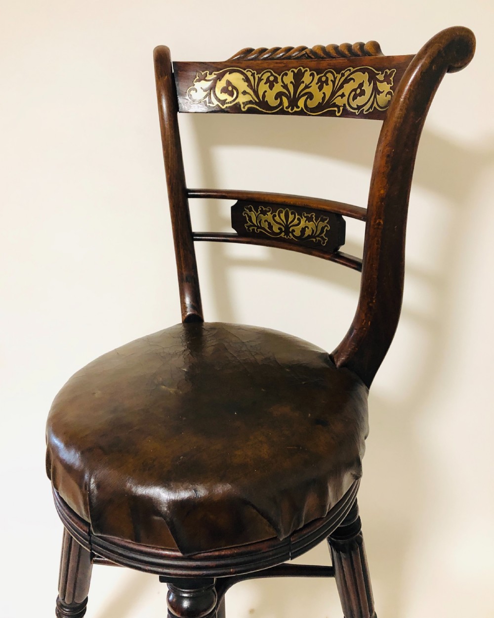 Antique Regency Adjustable Harpist Music Chair View IX