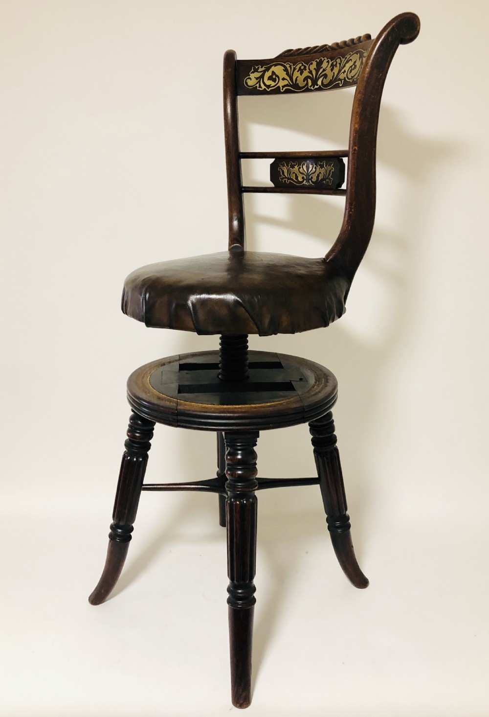Antique Regency Adjustable Harpist Music Chair View XIV