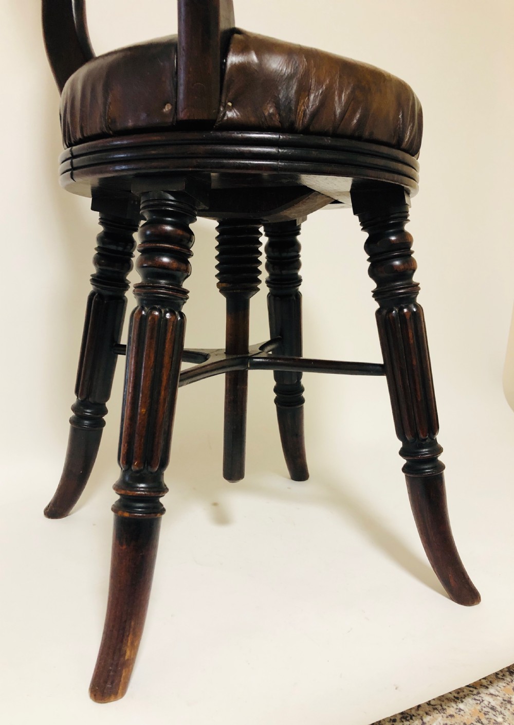 Antique Regency Adjustable Harpist Music Chair View XV