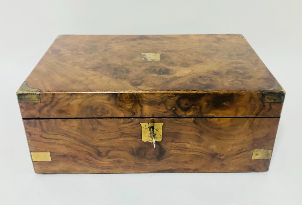 Antique Victorian Burr Walnut Writing Slope Box View II