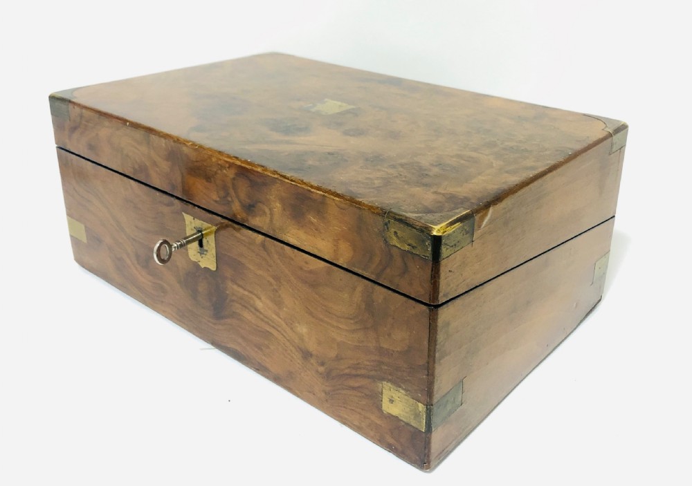 Antique Victorian Burr Walnut Writing Slope Box View VII