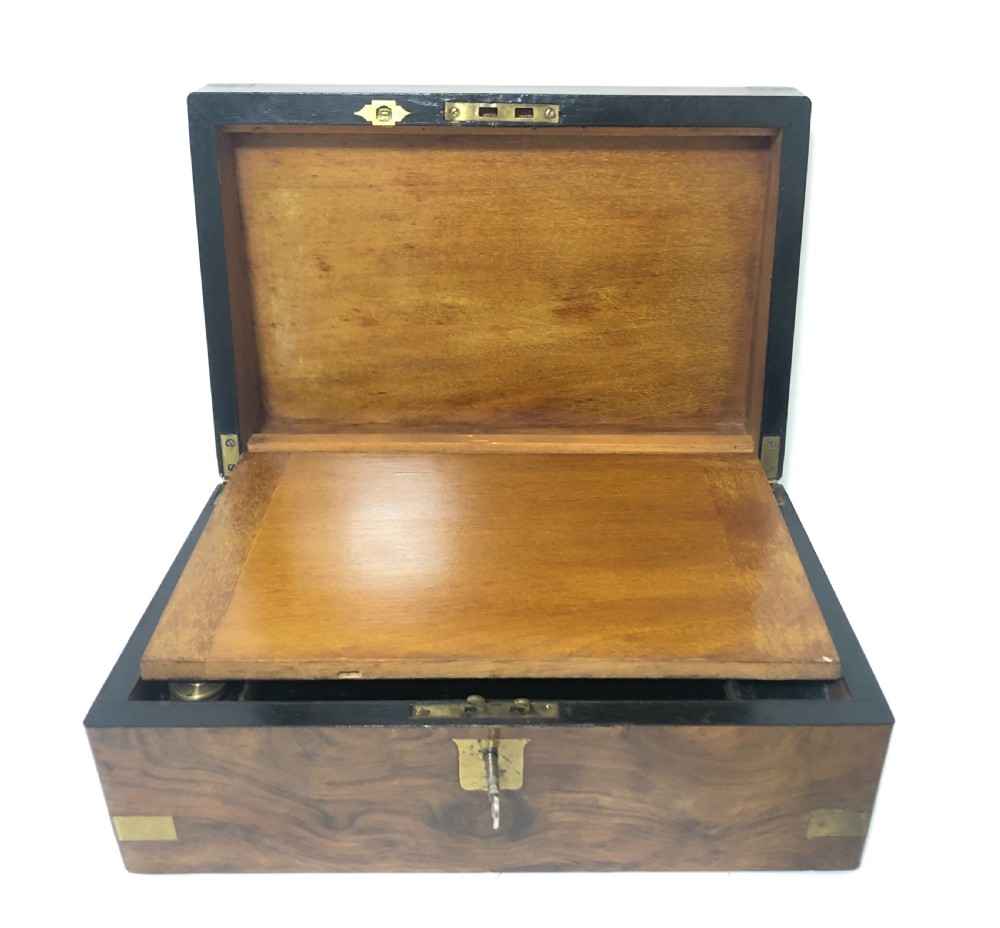 Antique Victorian Burr Walnut Writing Slope Box View XI