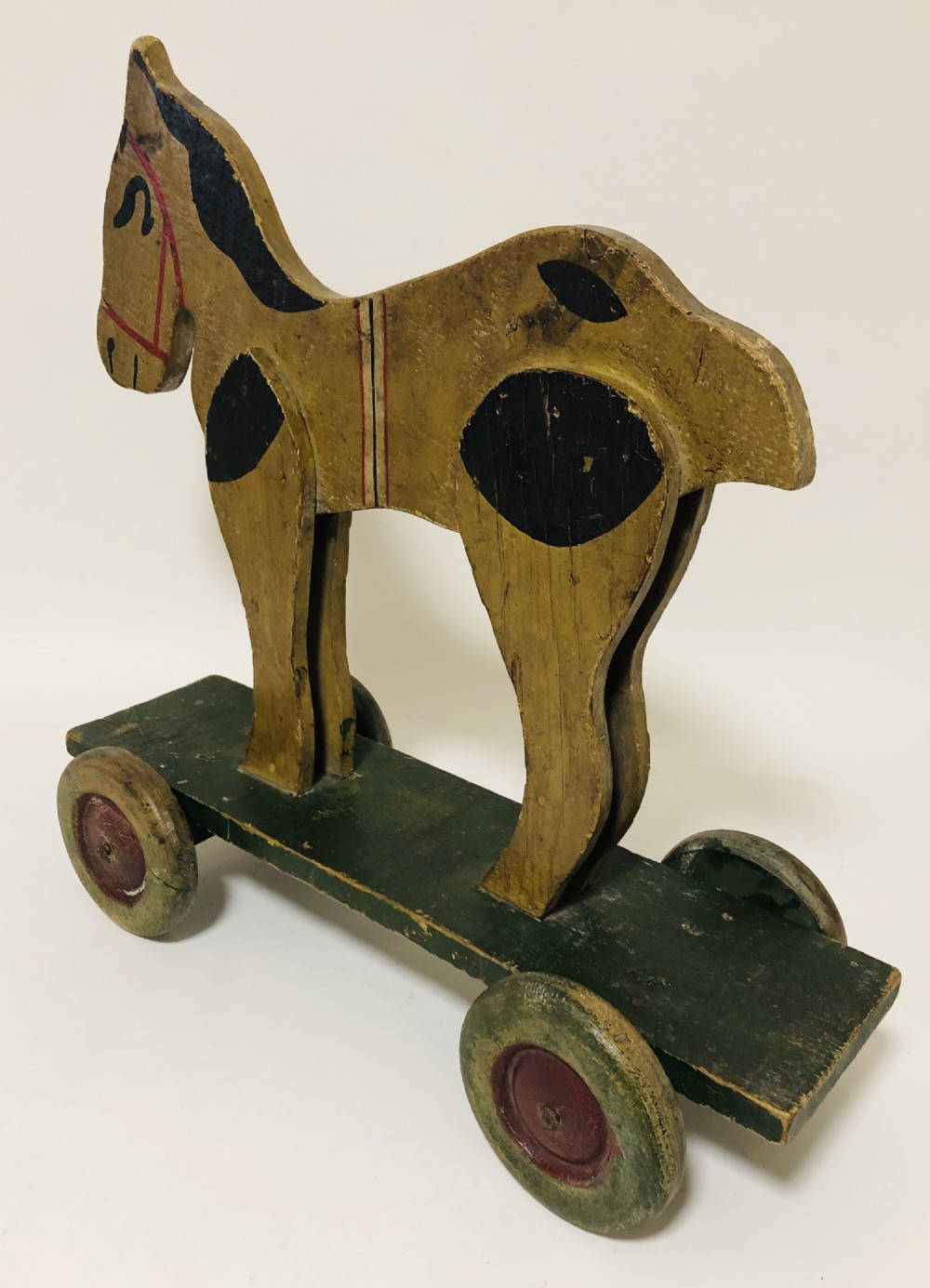 Antique Wooden Pull Along Toy Horse on Wheels View VII