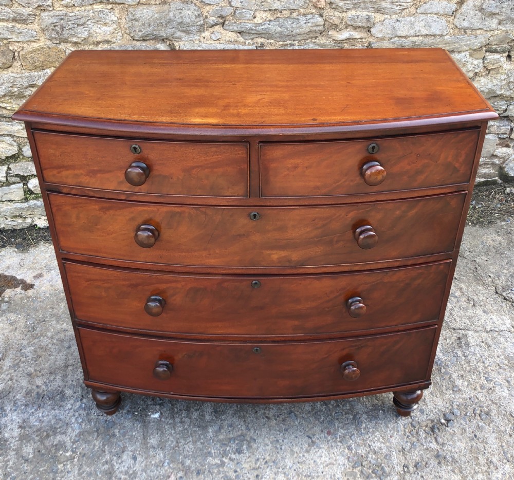 Victorian Mahogany Bow Front Chest of Drawers View III