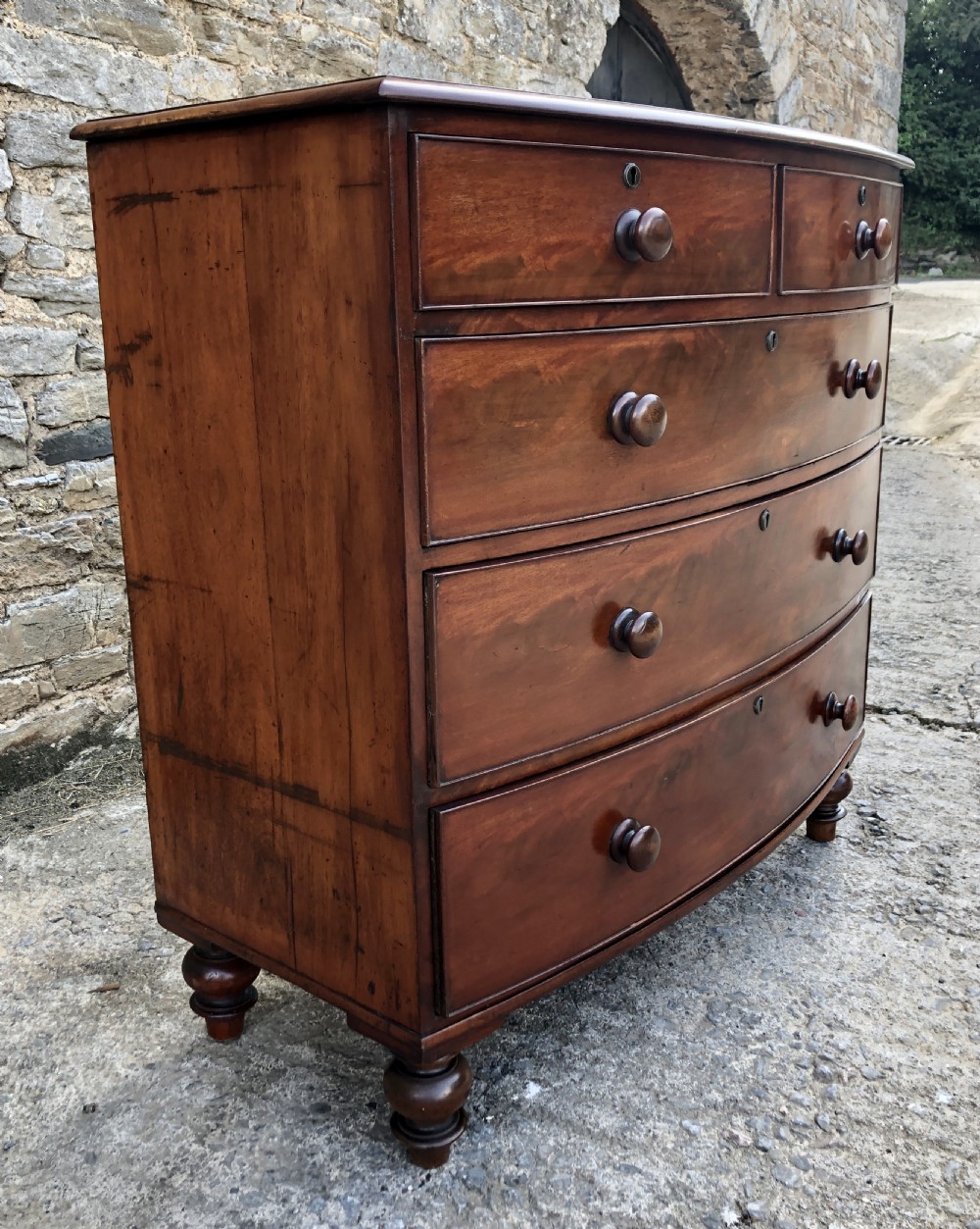 Victorian Mahogany Bow Front Chest of Drawers View IV