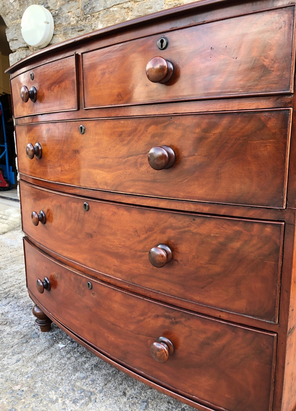 Victorian Mahogany Bow Front Chest of Drawers View V