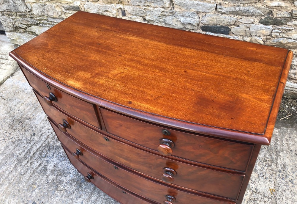 Victorian Mahogany Bow Front Chest of Drawers View VII