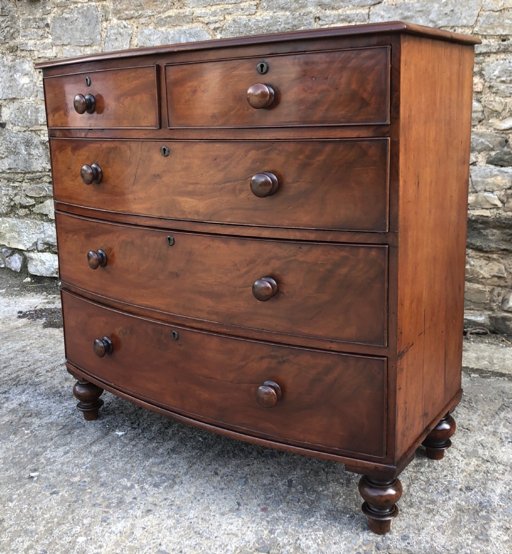 Victorian Mahogany Bow Front Chest of Drawers View VIII