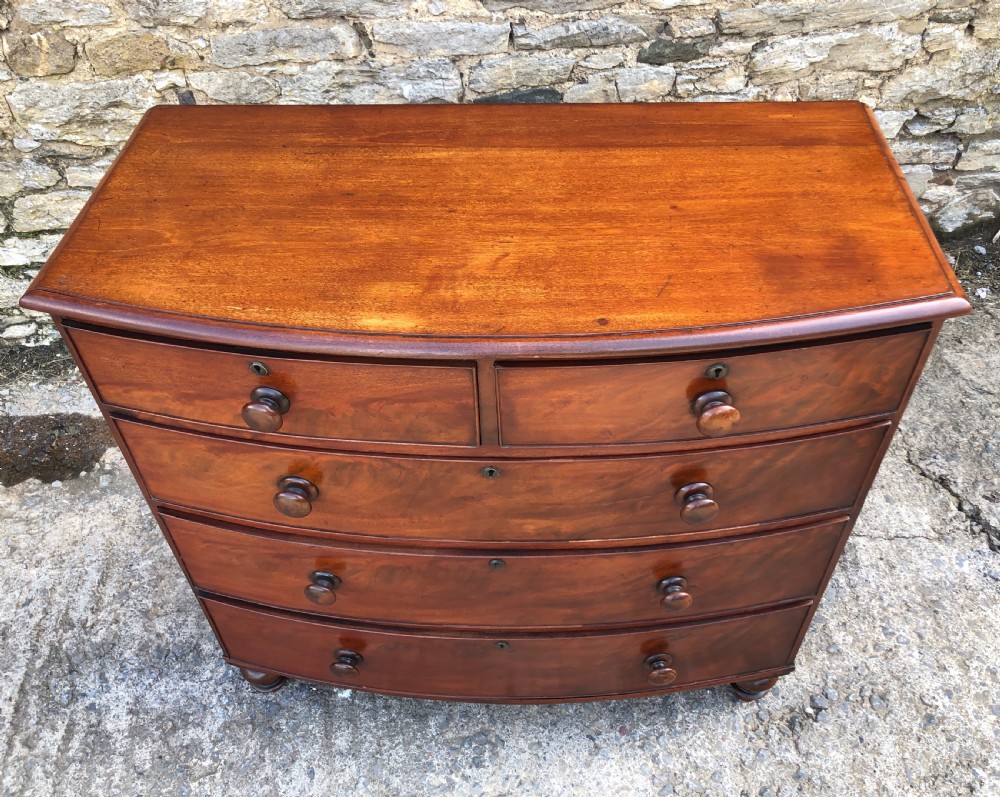 Victorian Mahogany Bow Front Chest of Drawers View IX
