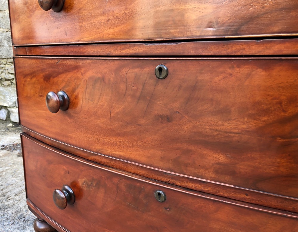 Victorian Mahogany Bow Front Chest of Drawers View X