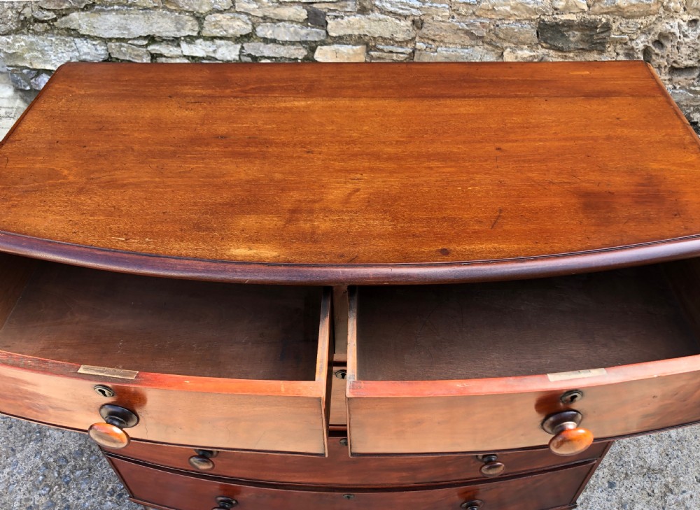 Victorian Mahogany Bow Front Chest of Drawers View XII