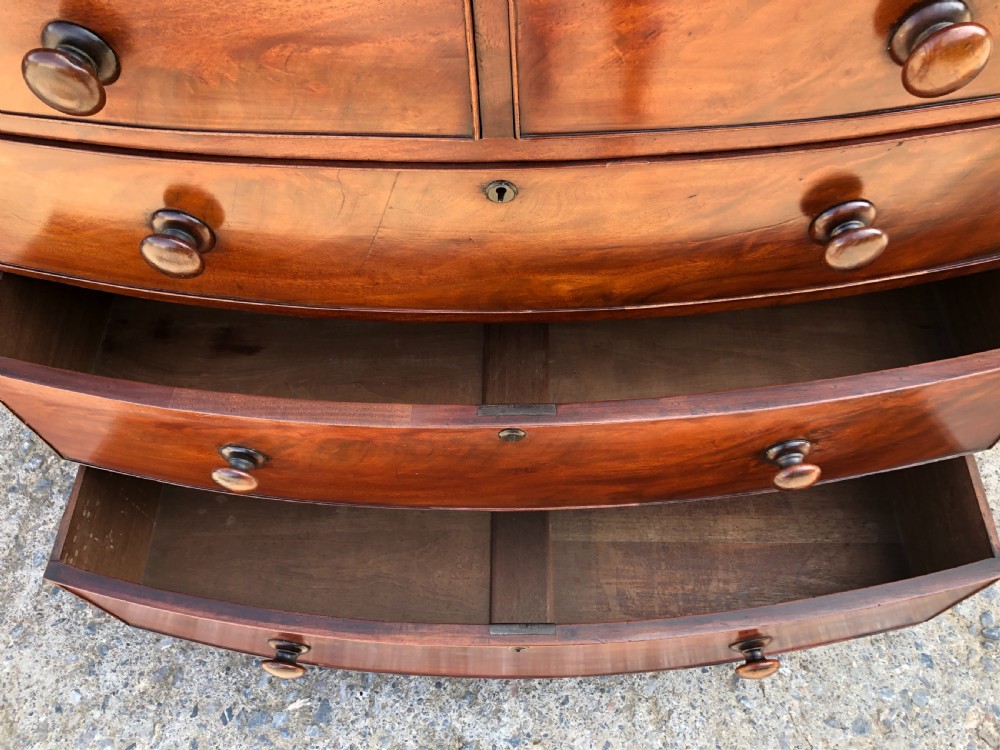 Victorian Mahogany Bow Front Chest of Drawers View XIII