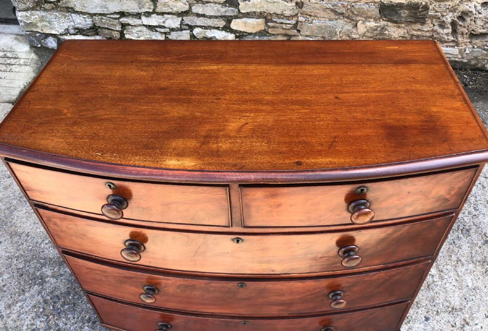 Victorian Mahogany Bow Front Chest of Drawers View XIV