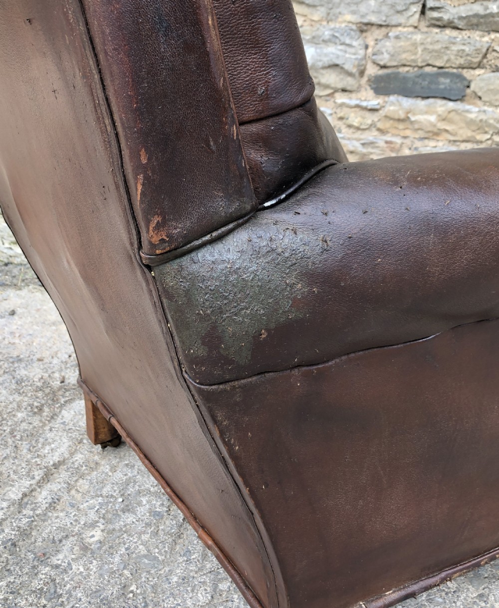 Antique Victorian English Leather Library Chair  View V