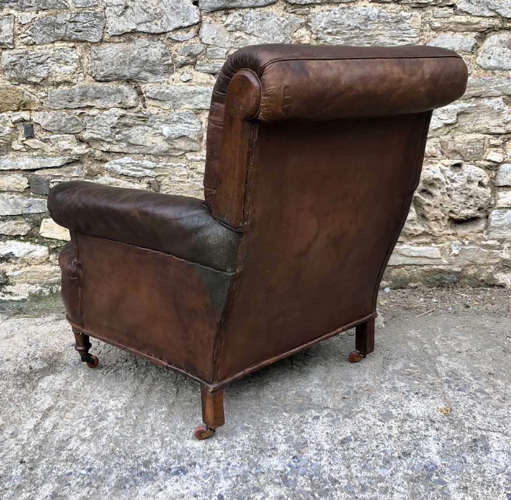 Antique Victorian English Leather Library Chair  View IX