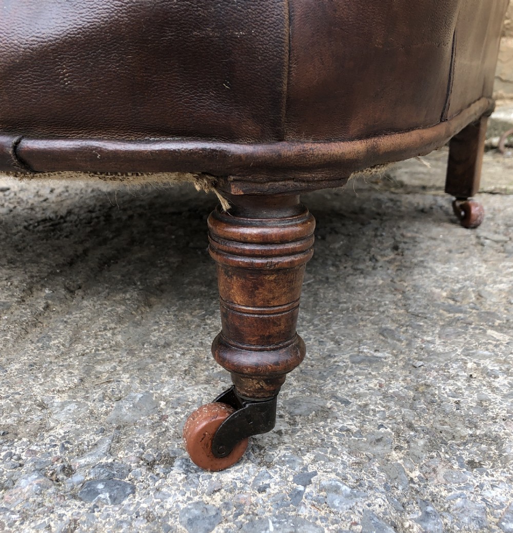 Antique Victorian English Leather Library Chair  View XVII
