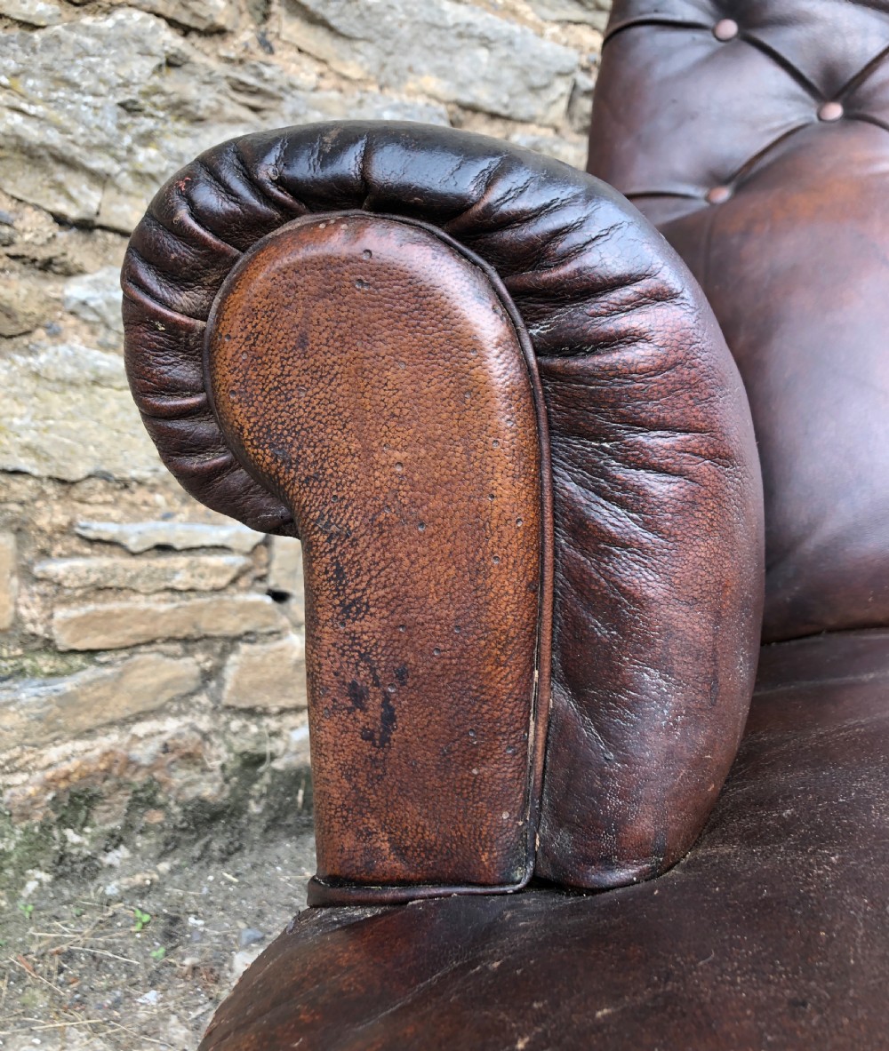 Antique Victorian English Leather Library Chair  View XIX