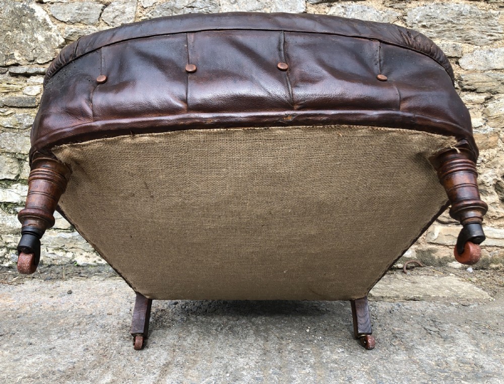 Antique Victorian English Leather Library Chair  View XX