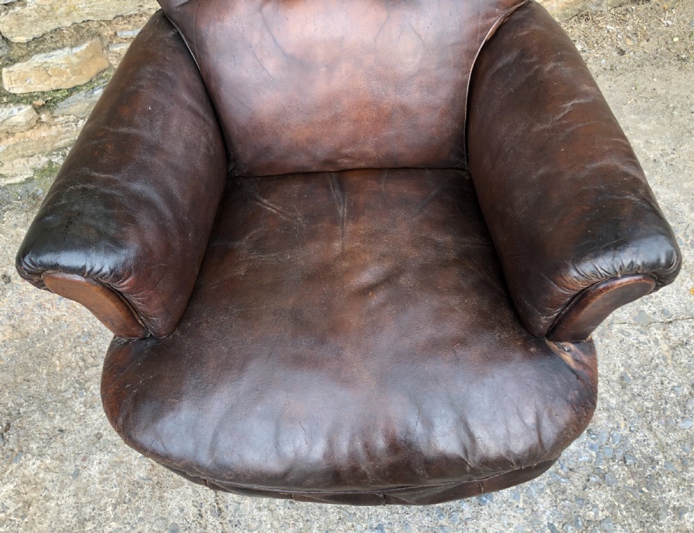 Antique Victorian English Leather Library Chair  View XXI