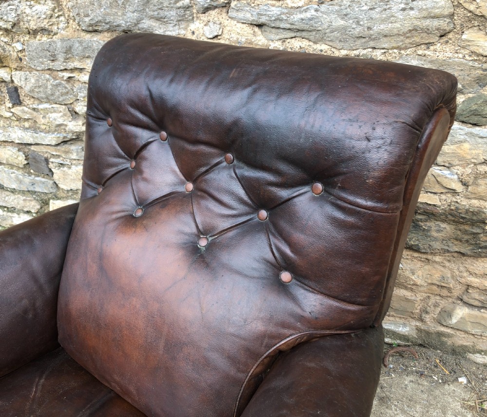 Antique Victorian English Leather Library Chair  View XXIII