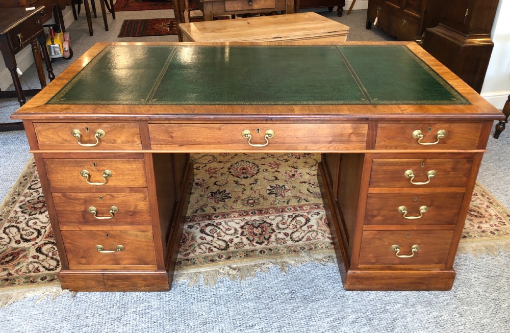 Large Antique Mahogany Pedestal Desk View II