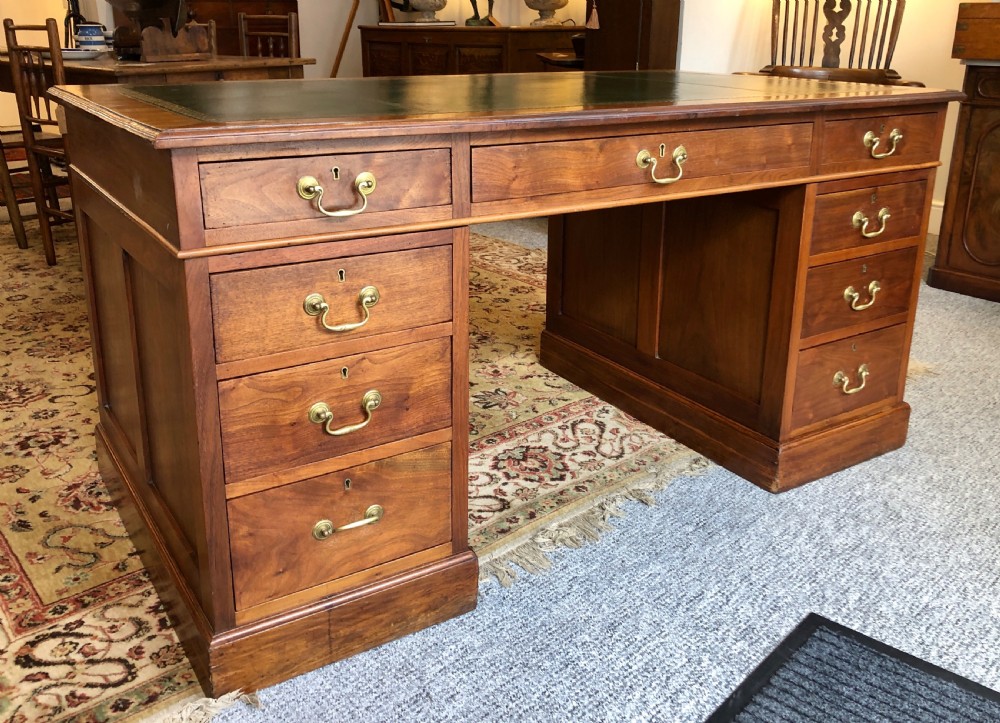 Large Antique Mahogany Pedestal Desk View IV