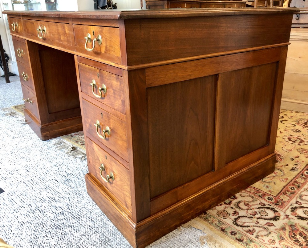 Large Antique Mahogany Pedestal Desk View VI