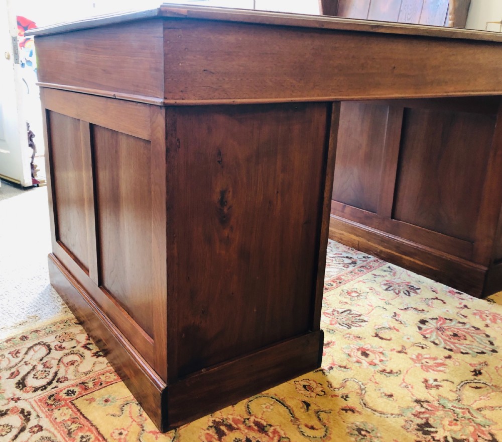 Large Antique Mahogany Pedestal Desk View IX