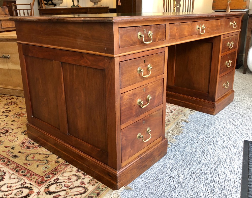 Large Antique Mahogany Pedestal Desk View XII