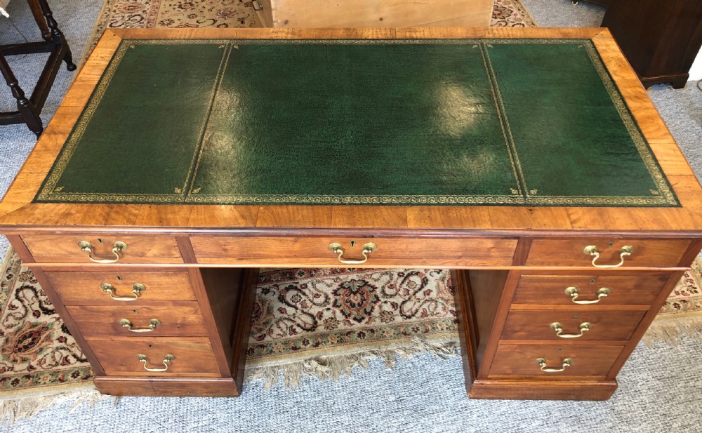 Large Antique Mahogany Pedestal Desk View XIII