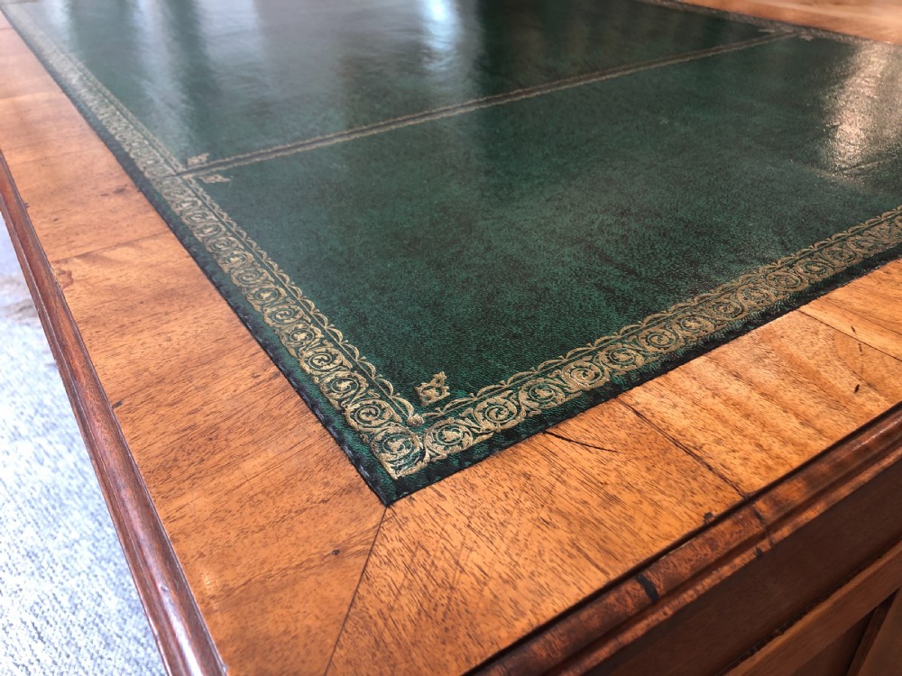 Large Antique Mahogany Pedestal Desk View XIV