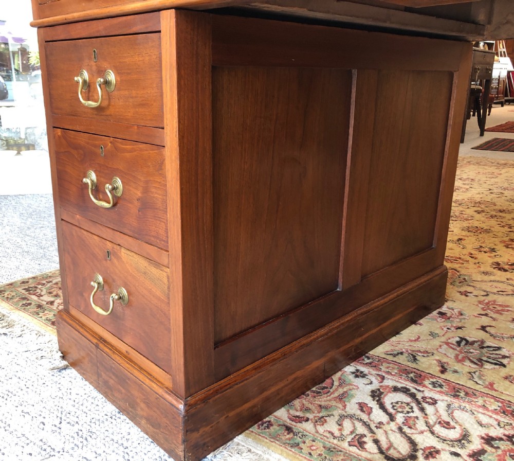 Large Antique Mahogany Pedestal Desk View XV