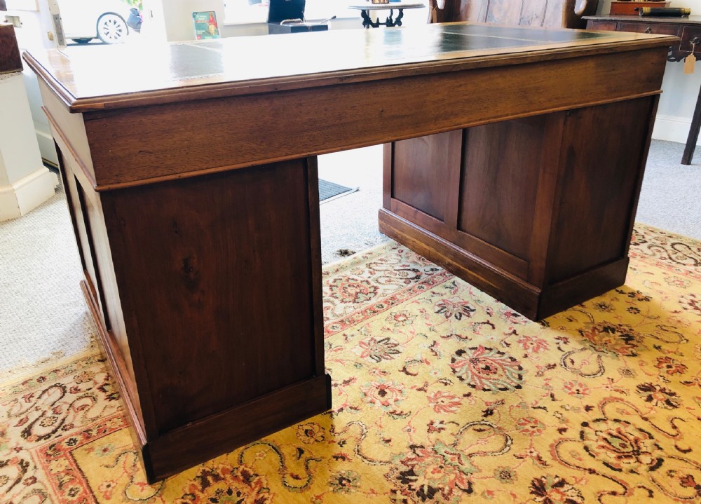 Large Antique Mahogany Pedestal Desk View XXII