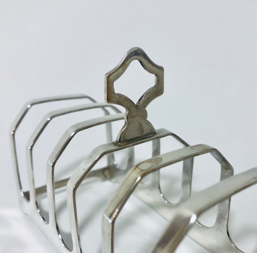 Large Antique Solid Silver Toast Rack View VII
