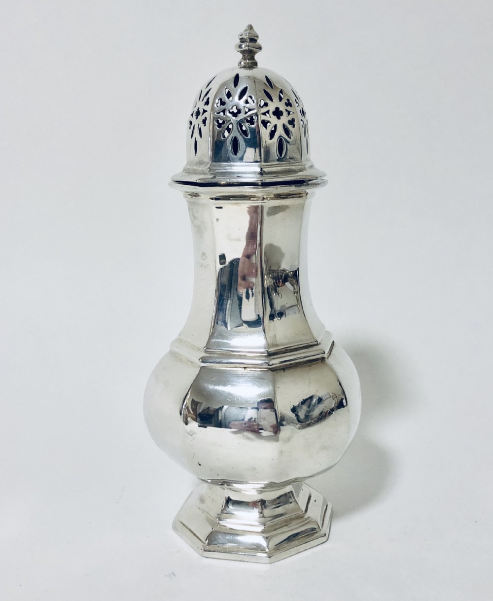 Large Antique Solid Silver Sugar Shaker Caster