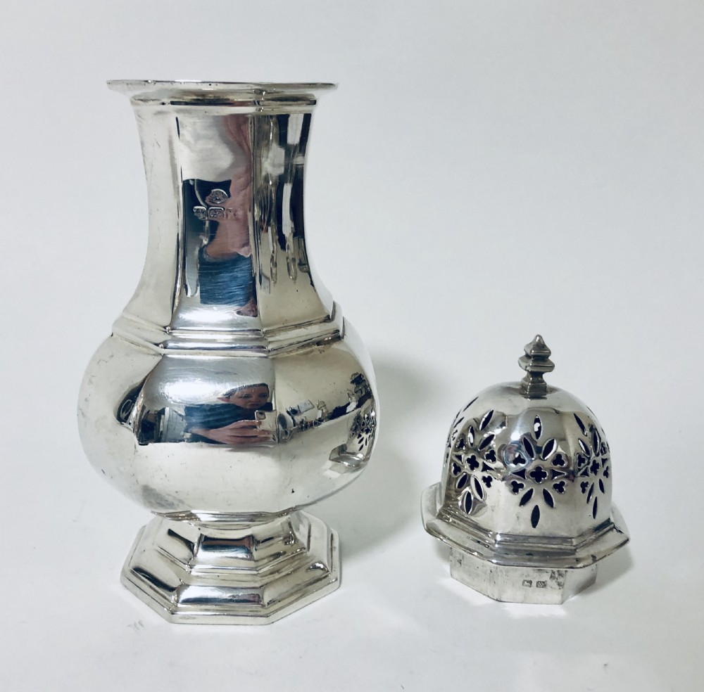 Large Antique Solid Silver Sugar Shaker Caster View VII