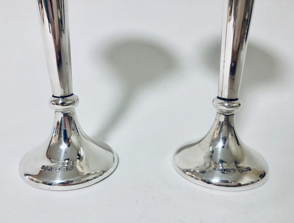 Pair of Antique Solid Silver Trumpet Vases View VI