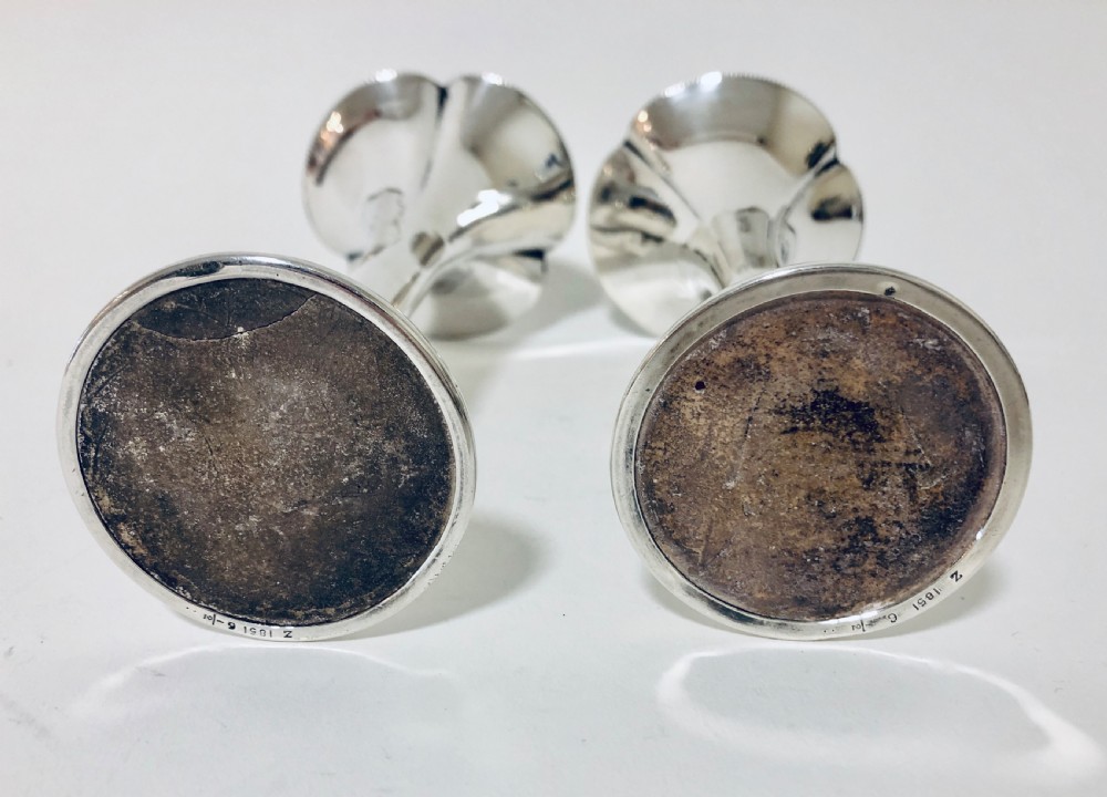 Pair of Antique Solid Silver Trumpet Vases View IX