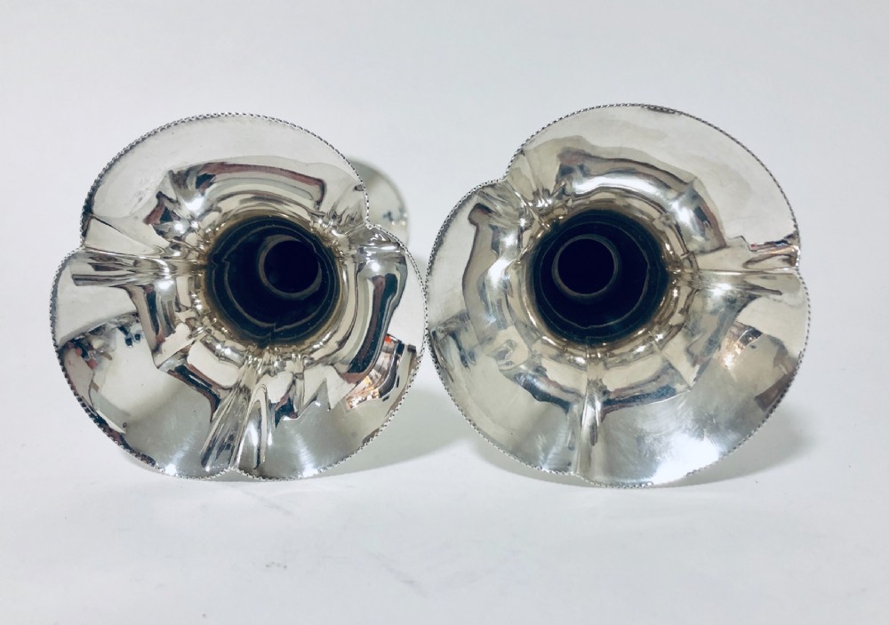 Pair of Antique Solid Silver Trumpet Vases View X