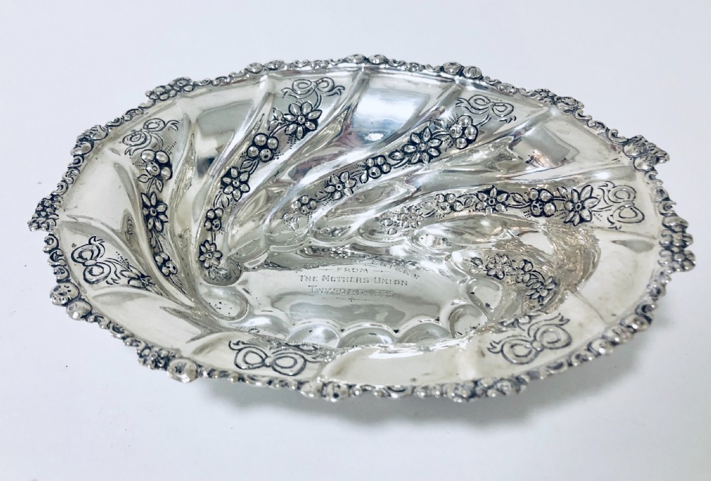 Large Victorian Solid Silver Dish Bowl View XI