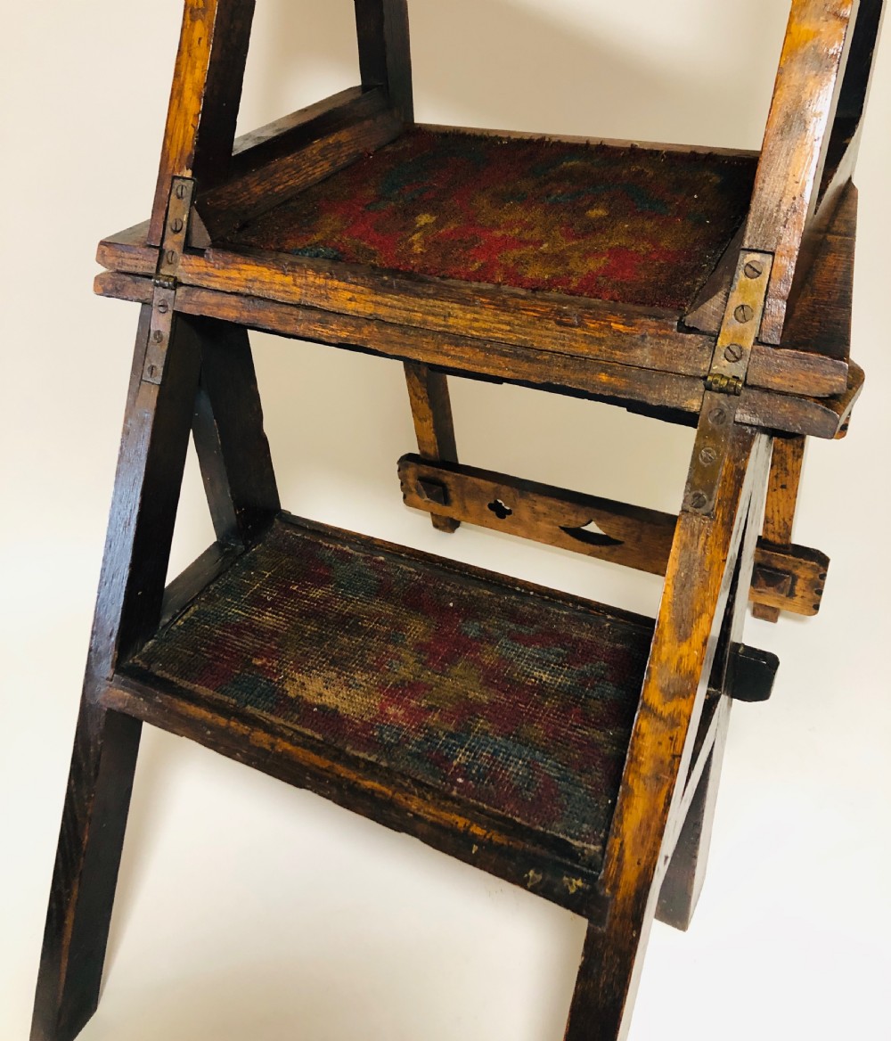 Antique Victorian Metamorphic Library Step Chair View XIV