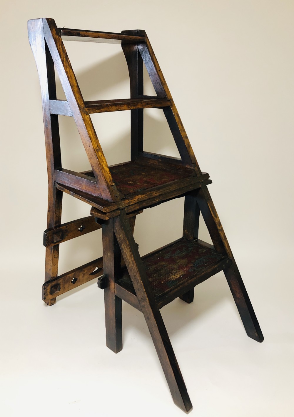 Antique Victorian Metamorphic Library Step Chair View XVI