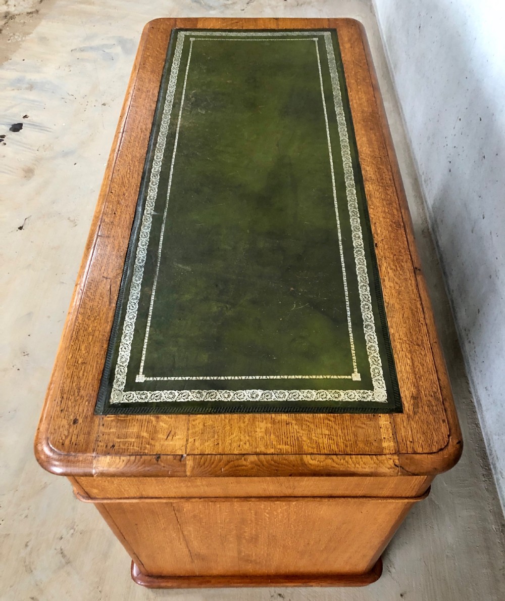 Antique Victorian Oak Pedestal Writing Desk View VIII