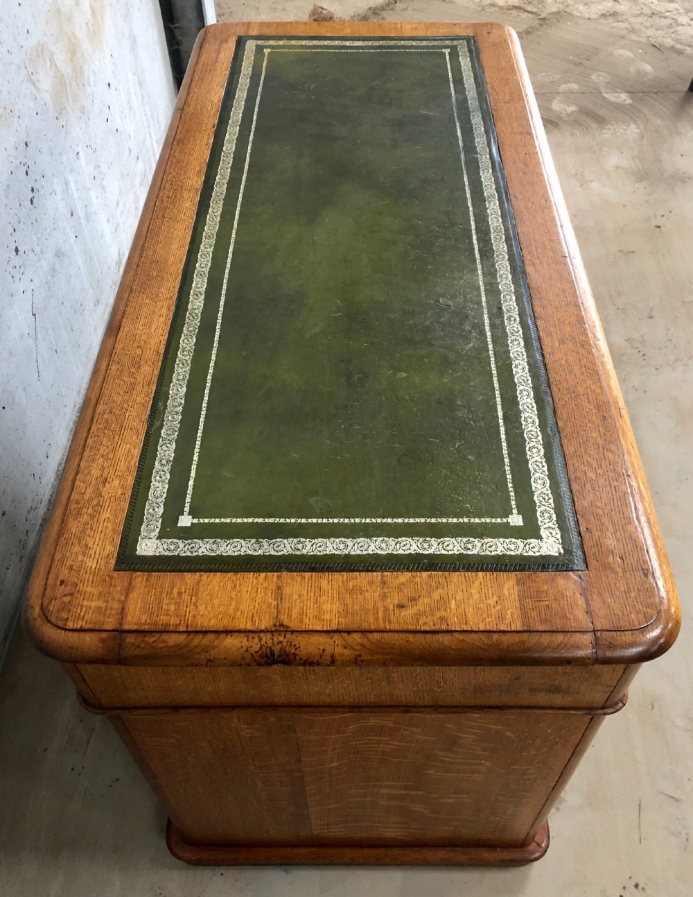 Antique Victorian Oak Pedestal Writing Desk View IX
