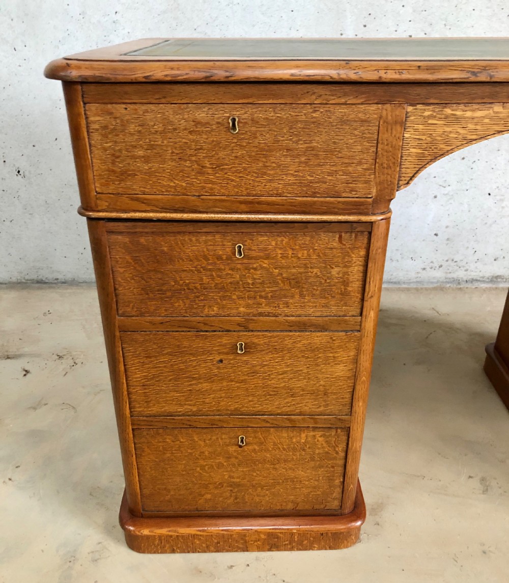 Antique Victorian Oak Pedestal Writing Desk View XXII