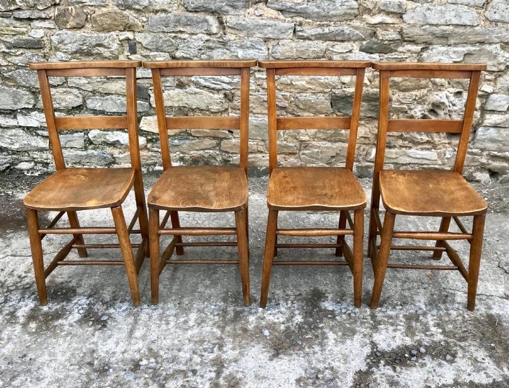 Set of 4 Antique Chapel Chairs