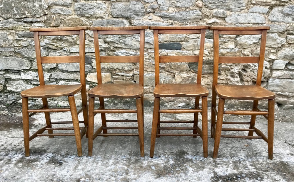 Set of 4 Antique Chapel Chairs View III