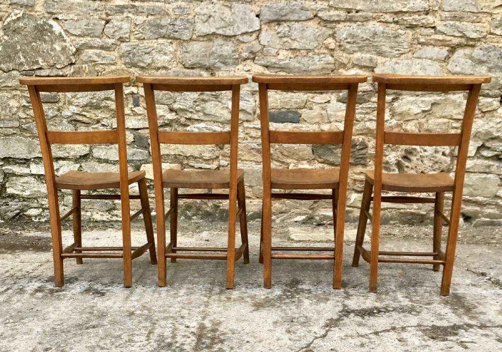 Set of 4 Antique Chapel Chairs View X