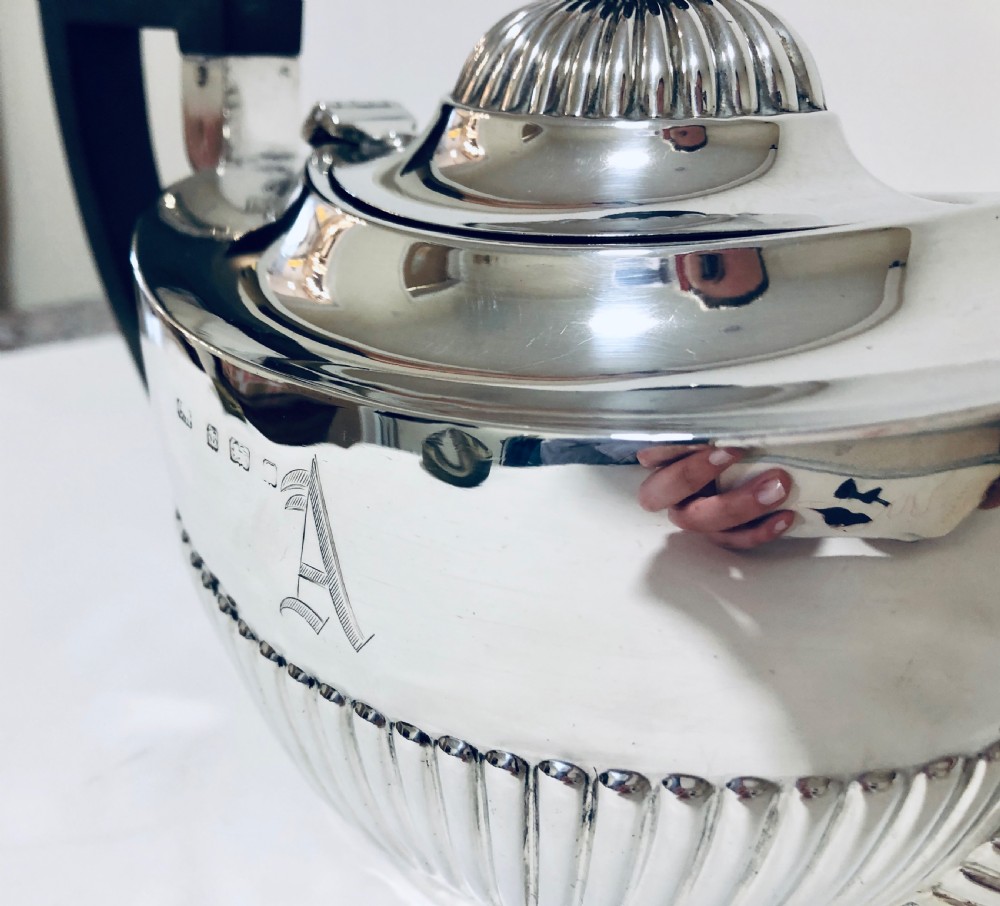 Antique Solid Sterling Silver Tea Set View VI