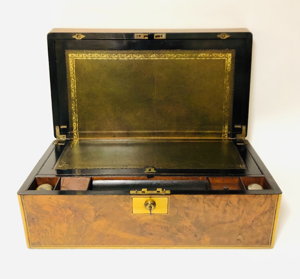 Superb Victorian Burr Walnut Writing Slope Box